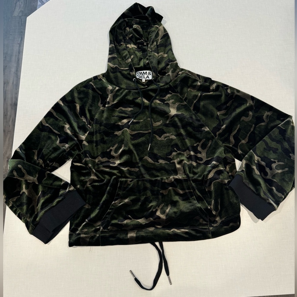 PAM & GELA Velvet Camo Hooded Sweatshirt - Picture 3 of 9